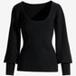 Scoop Neck Balloon Sleeve Sweater Black