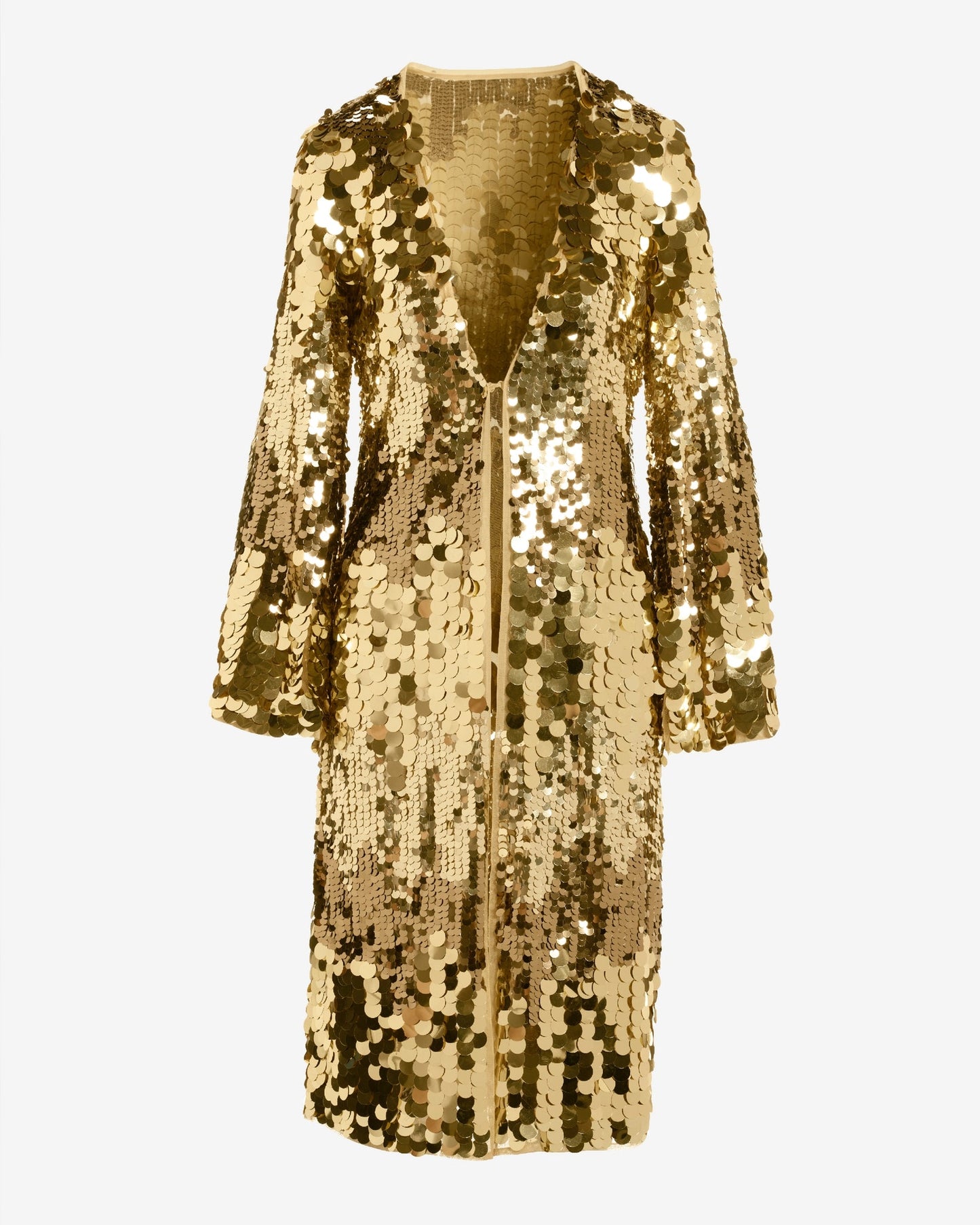Paillette Bell Sleeve Duster Gold