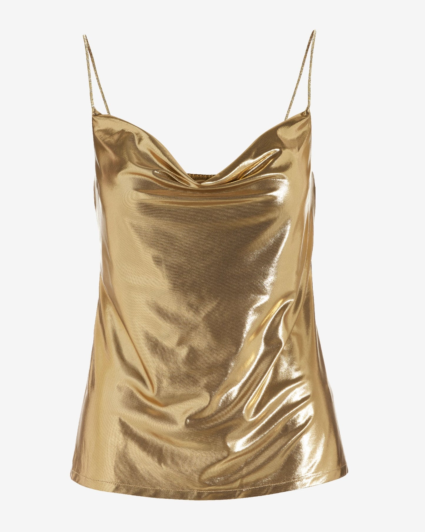 Metallic Cowl Neck Cami Gold