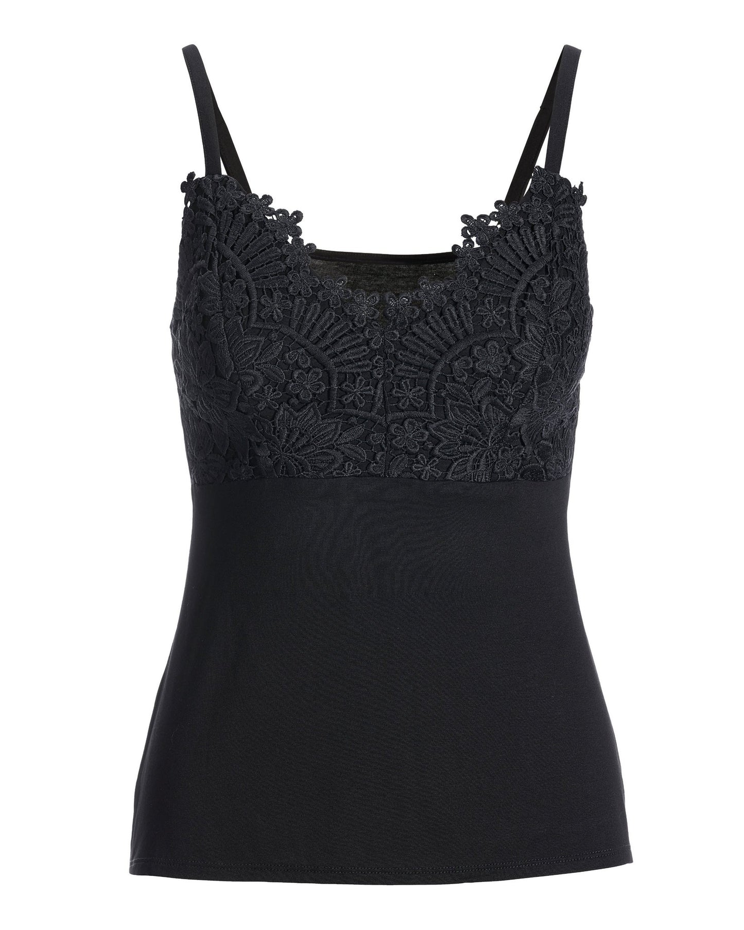Lace Trim Cami Knit Top Black