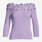 Floral Embellished Off the Shoulder Sweater Pastel Lilac