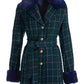 Removable Faux-Fur Trim Tweed Jacket Navy Multi