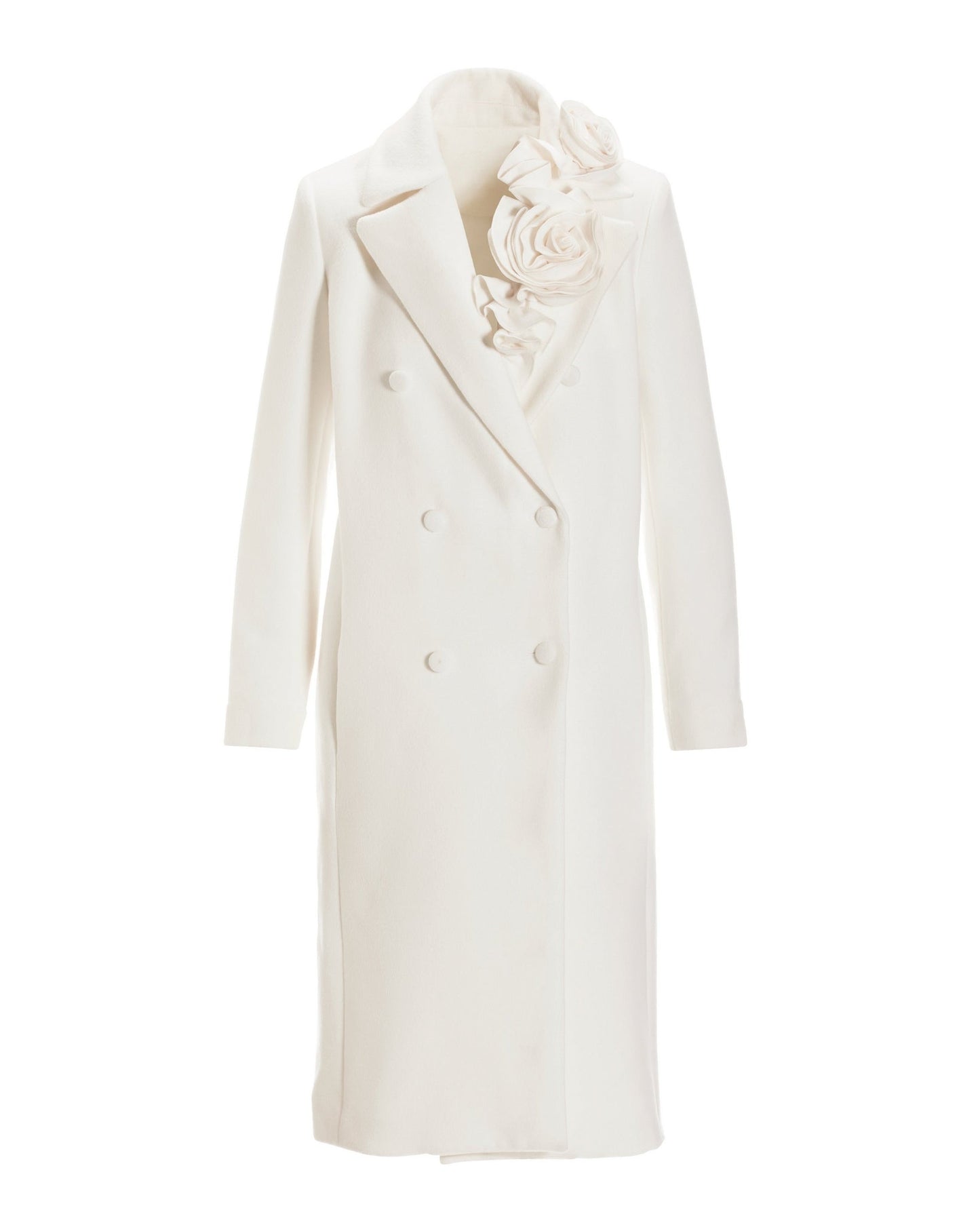 Rosette Mid Length Tailored Coat Winter White