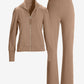Heat Seal Full Zip Jacket and Wide Leg Pant Set Almondine