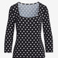 So Effortless Print Square Neck Three Quarter Sleeve Top Polka Dot