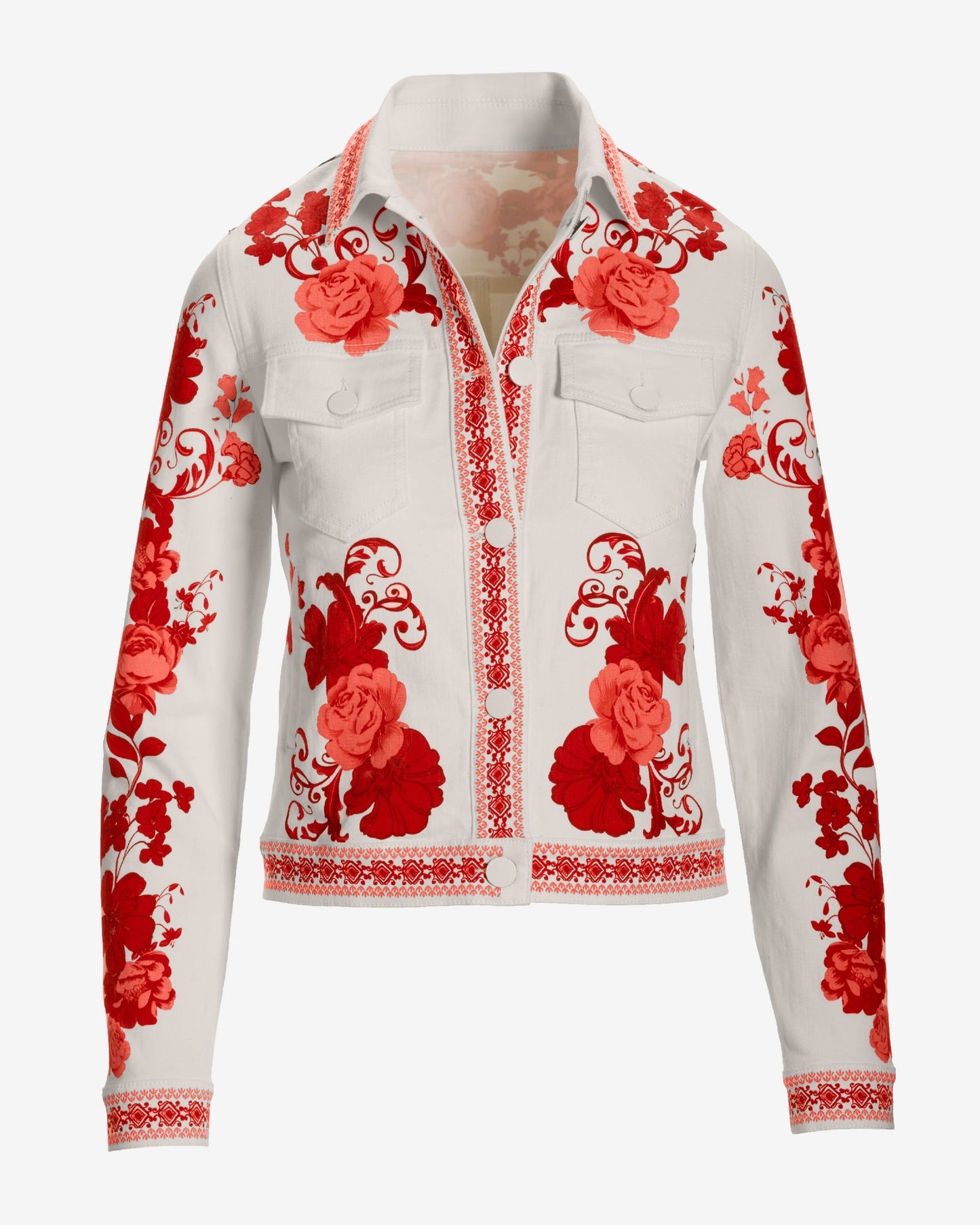 Floral Print Denim Jacket City Chic