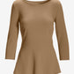 Beyond Travel Ballet Neck Peplum Top Camel