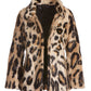 Leopard Print Faux Fur Coat Brown Multi