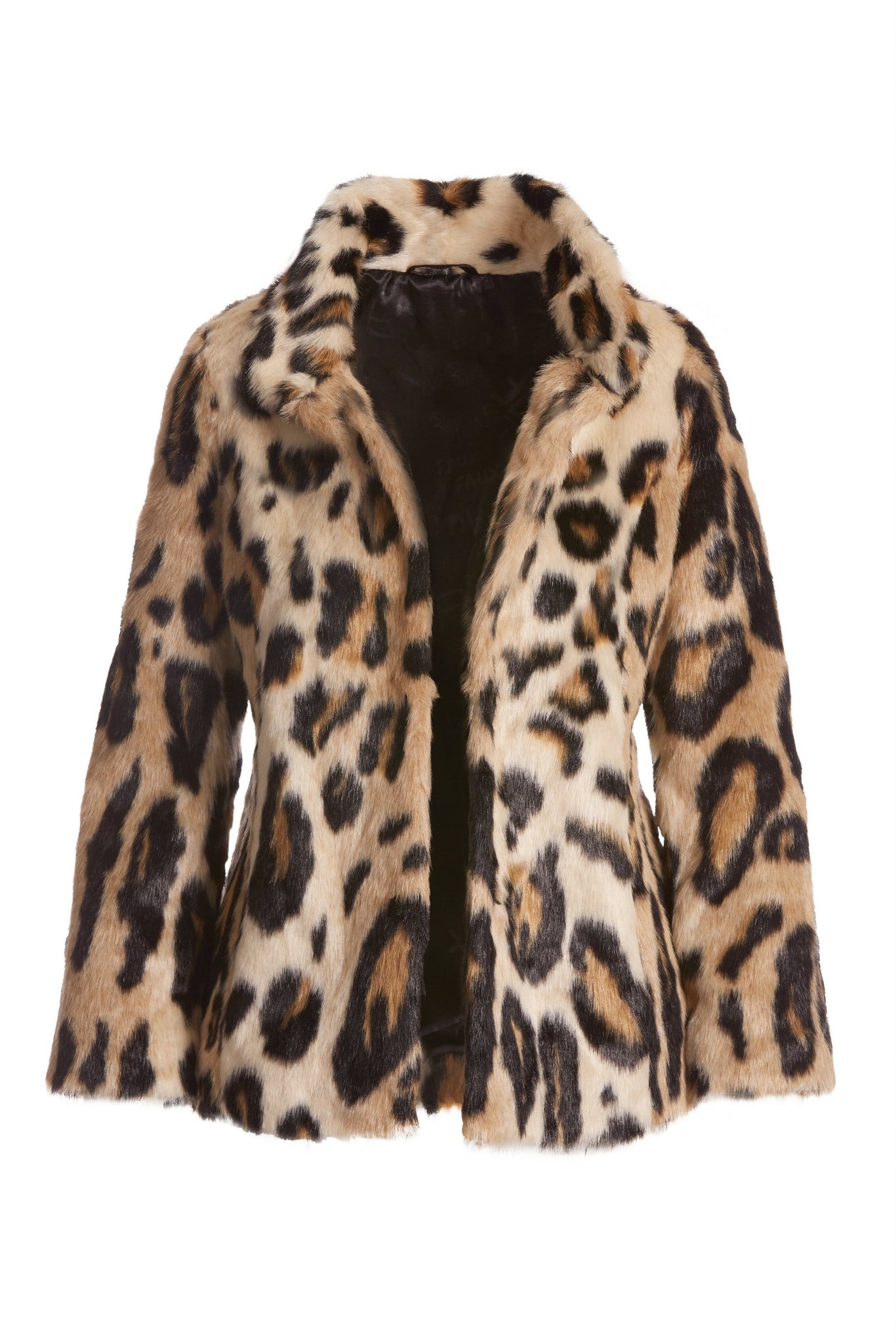 Leopard Print Faux Fur Coat Brown Multi