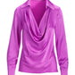 Veronica Collared Cowl Neck Charmeuse Blouse Purple