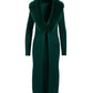 Faux Fur Collar Ribbed Long Cardigan Deep Emerald