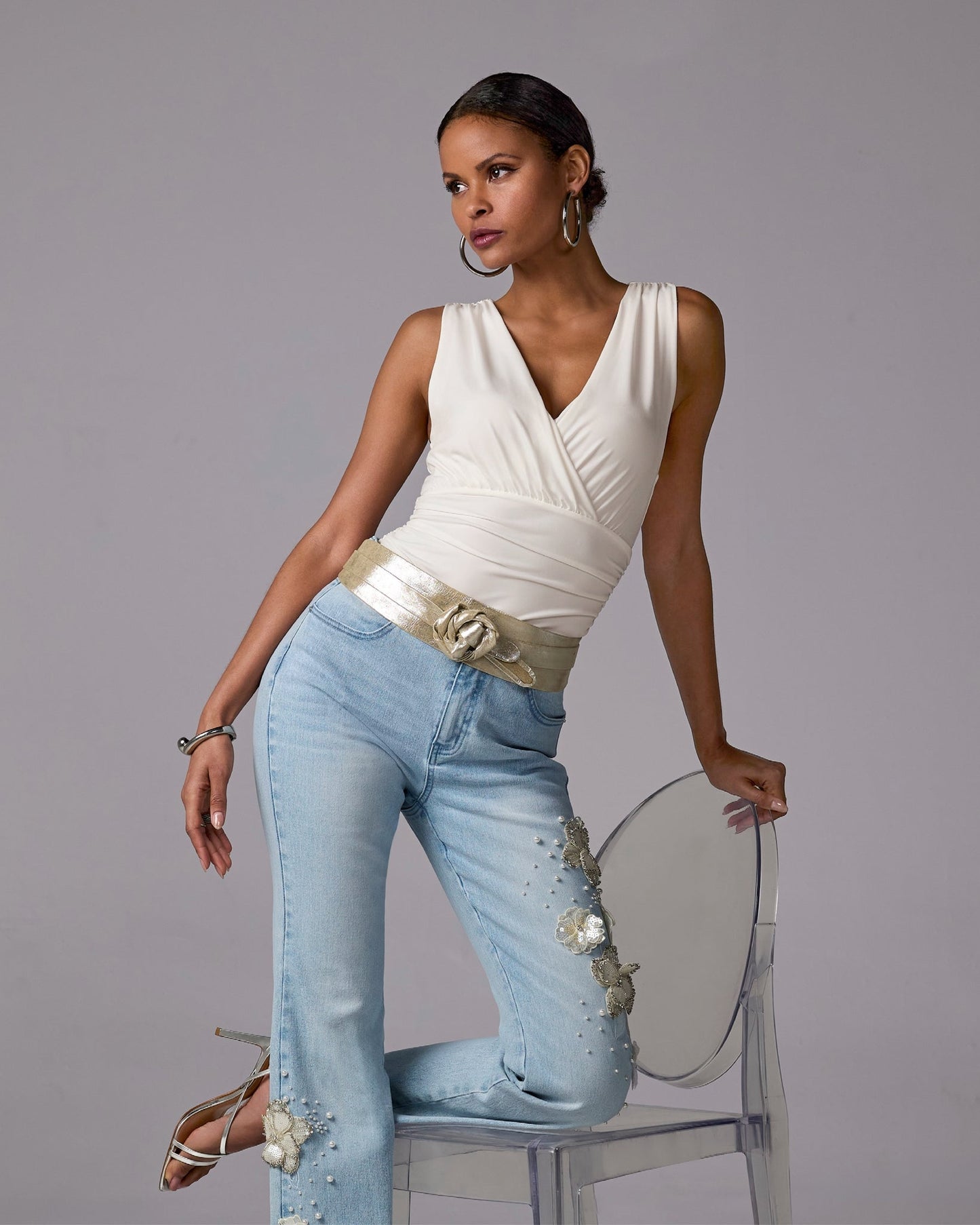 Metallic Chic Wrap Belt Silver