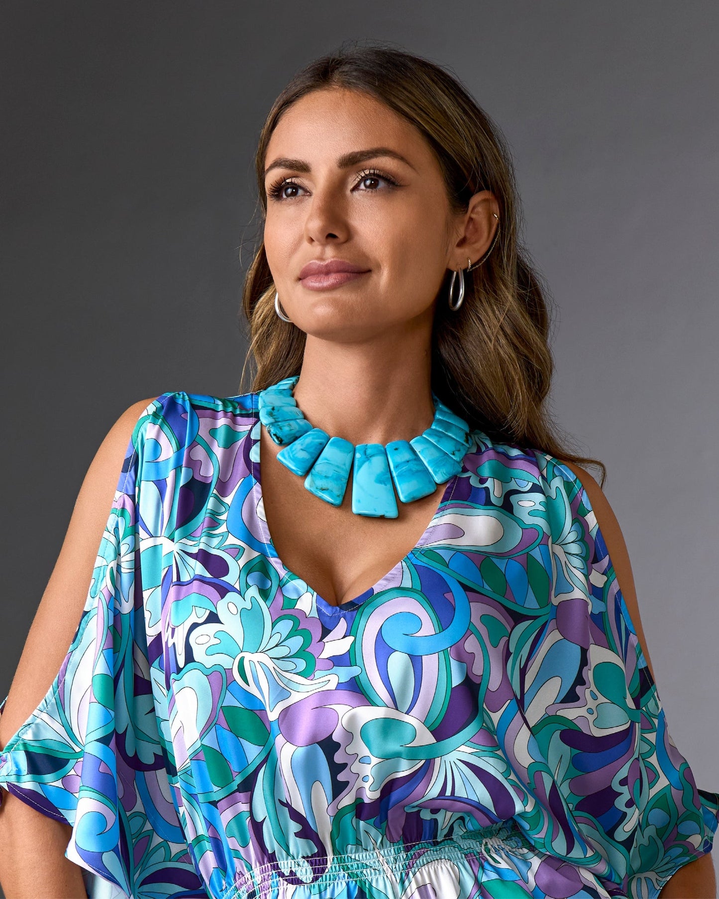 Marbled Turquoise Statement Necklace Turquoise