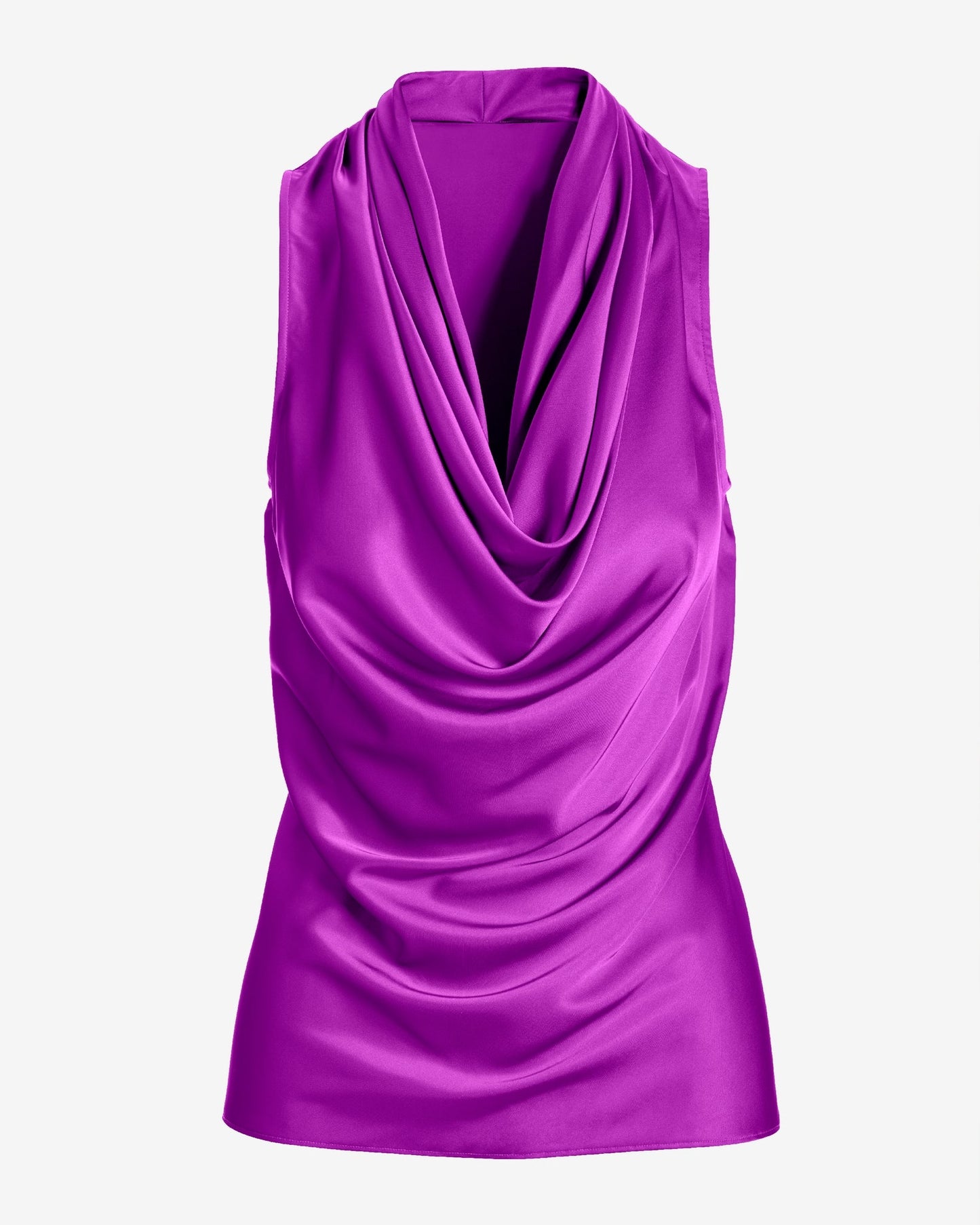 Marilyn Cowl-Neck Charmeuse Blouse Vibrant Orchid