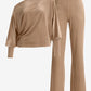 Chic Velour Slouchy and Wide Leg Lounge Set Taupe