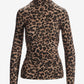 So Chic Winter Cheetah Ruched Turtleneck Top Brown