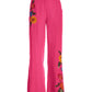 Floral Embellished Linen Pant Pink Multi
