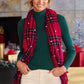 Plaid and Pearl Scarf Red Multi