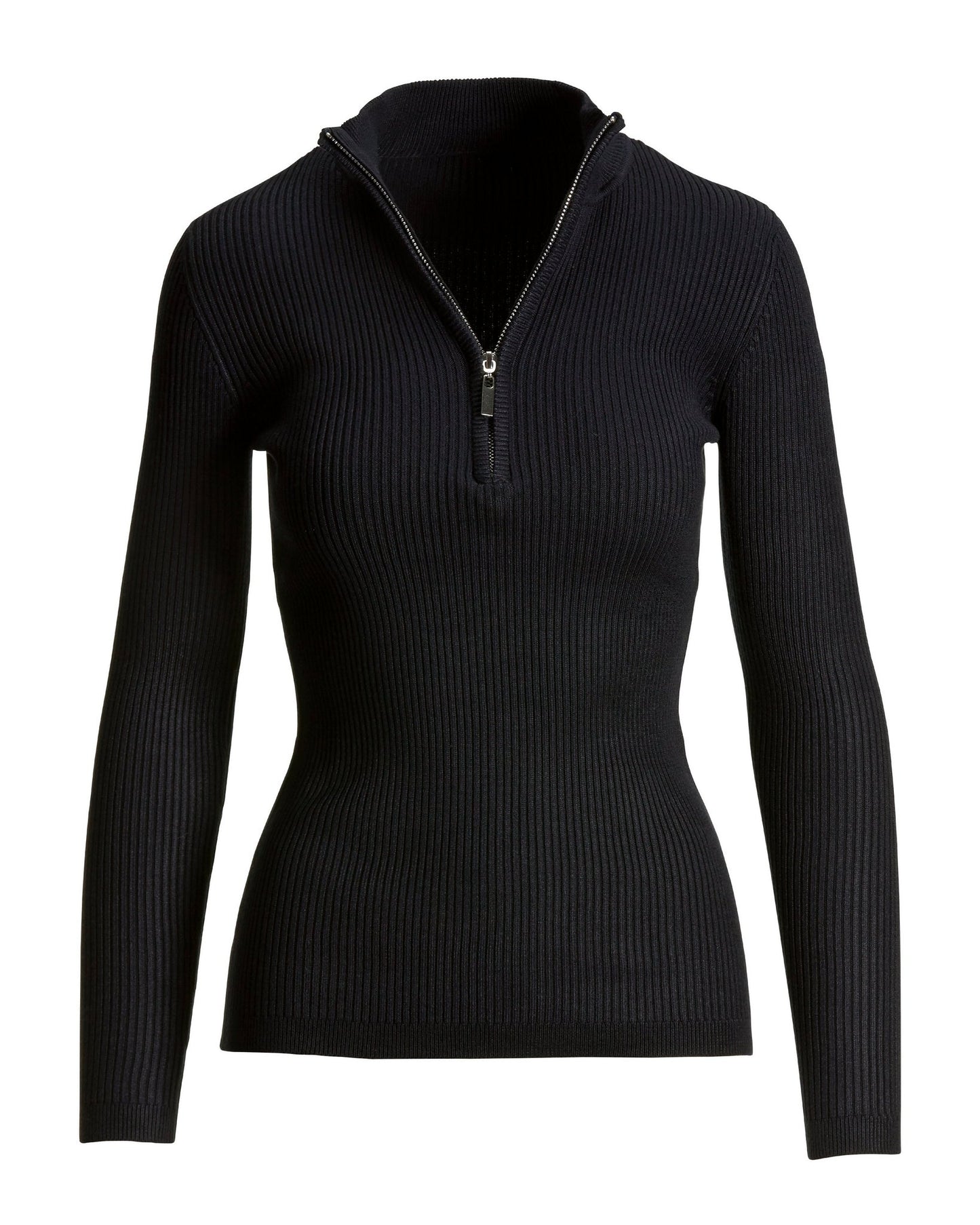 Ribbed Half Zip Up Sweater Proper Black