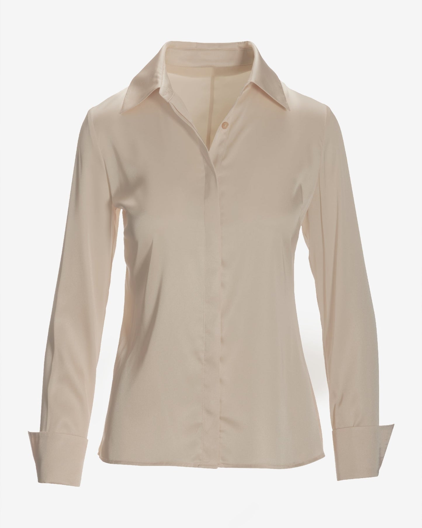 Sophia Button-Up Charmeuse Blouse Pearl