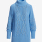 Embellished Cable Turtleneck Tunic Sweater Clear Blue Sky