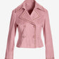Faux Suede Whipstitch Detail Double Breasted Jacket Blush
