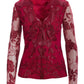 Scallop Embroidered Lace Illusion Top Red