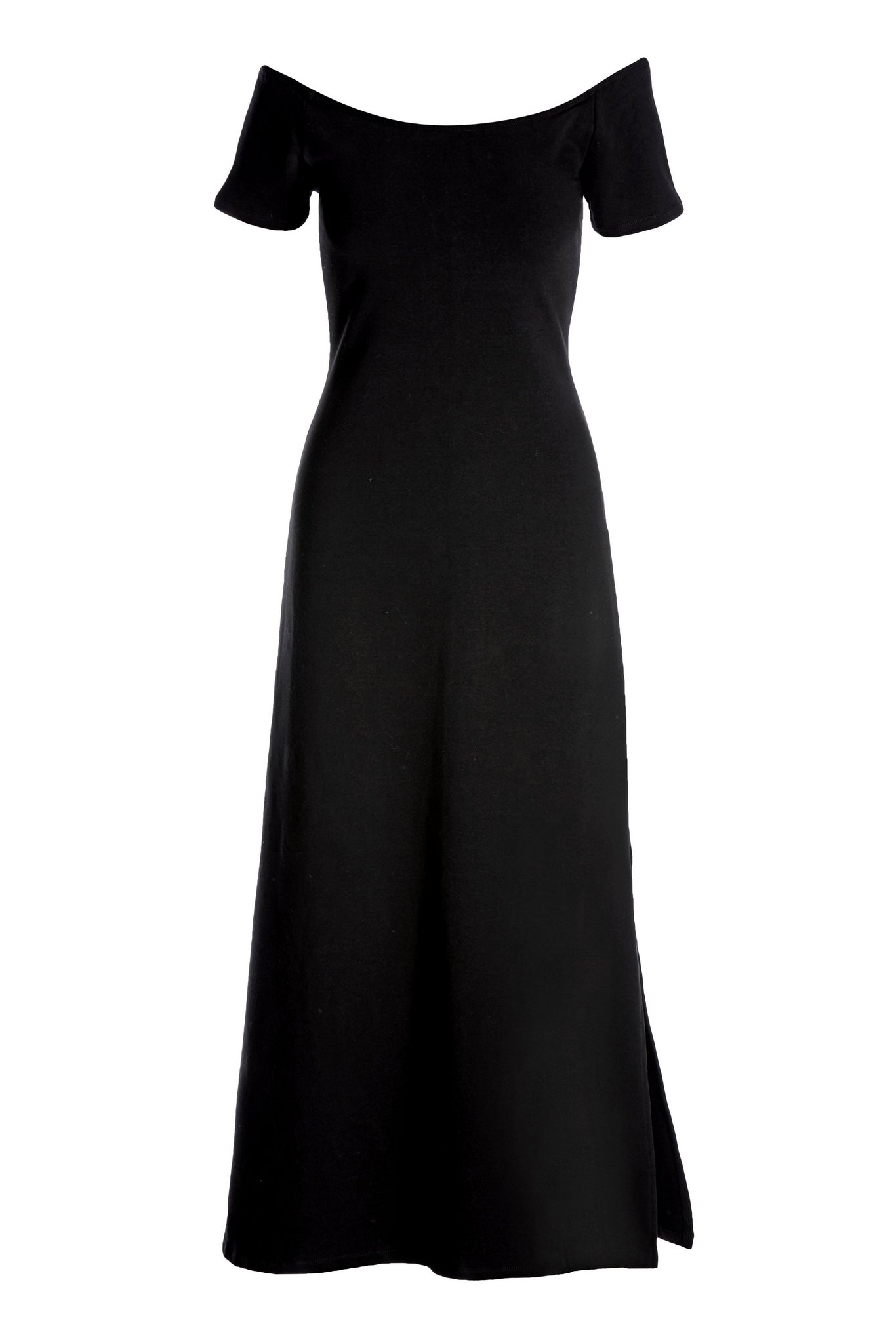 Off the Shoulder Short Sleeve Maxi Dress Black