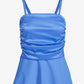 Strapless Ruched Peplum Top Granada Sky