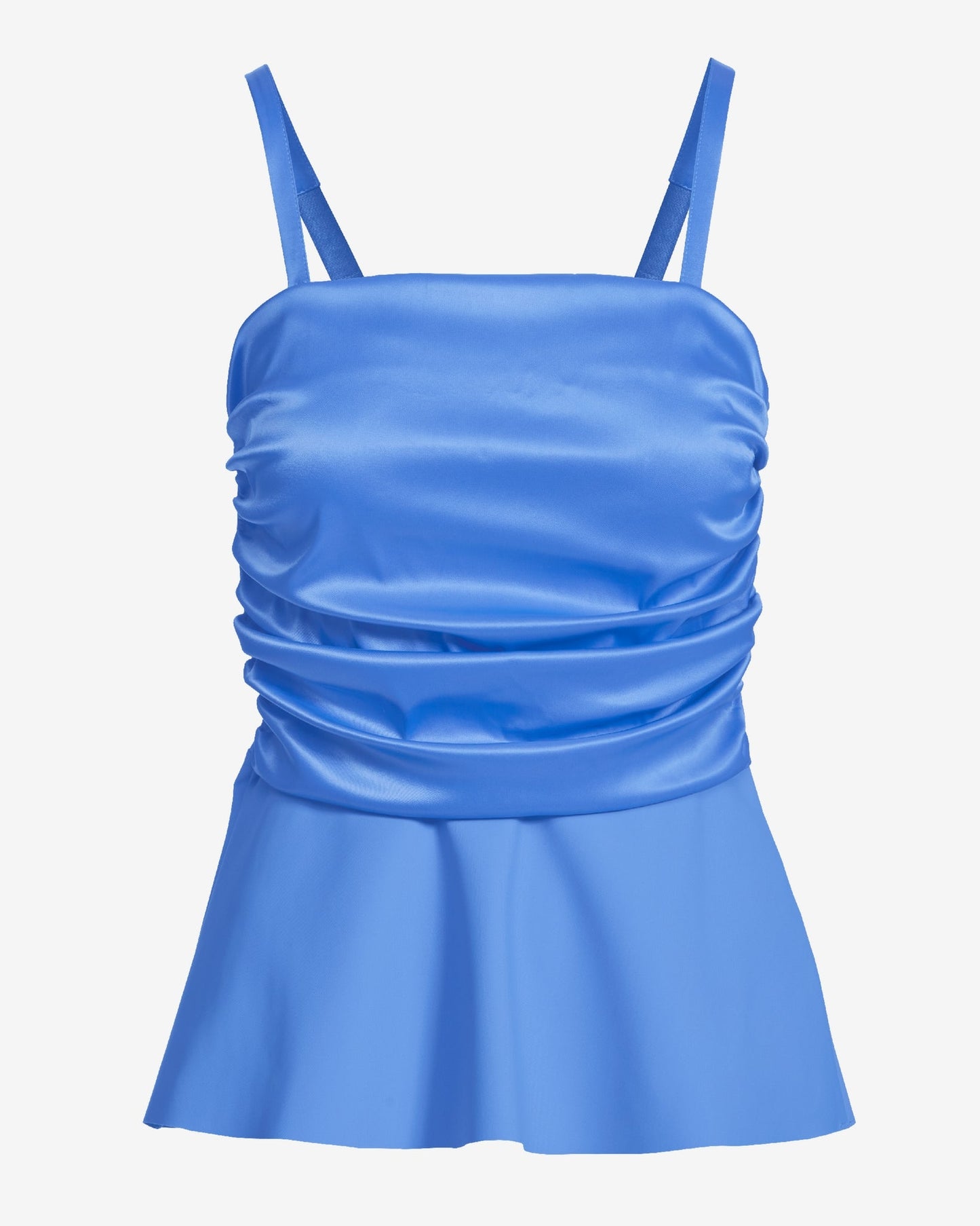 Strapless Ruched Peplum Top Granada Sky