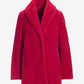 Shawl Collar Faux Fur Coat Cerise