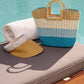 Blue Stripe Straw Bag Blue