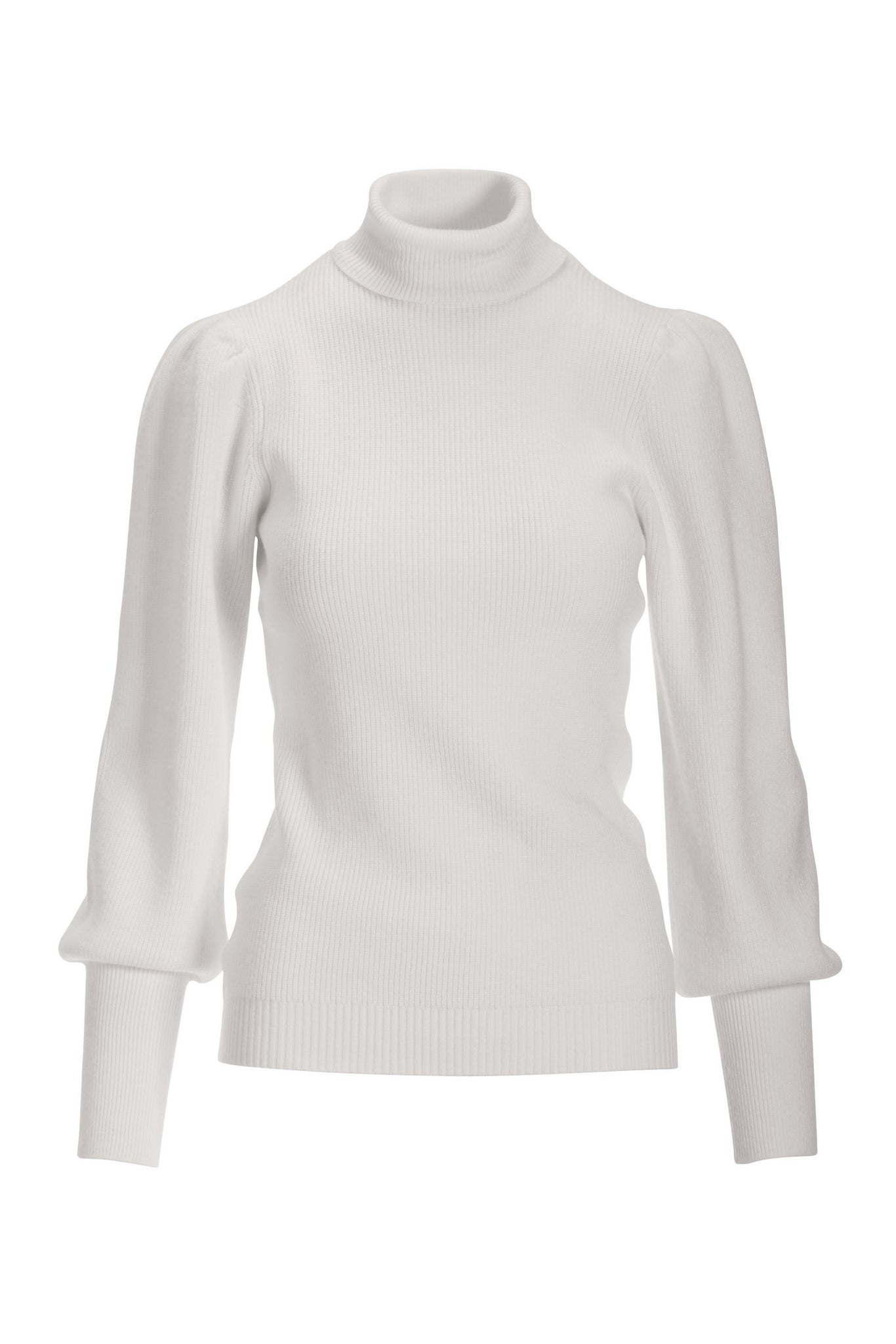 Puff Sleeve Turtleneck Sweater White
