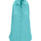 Linen Sleeveless Button-Front Shirt Blue Radiance