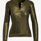 Henley Sequin Long Sleeve Sweater Olive Night