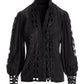 Cutout Lace Button Up Shirt Black