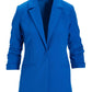 Essential Stretch Ruched Sleeve Single Button Blazer Lapis Blue
