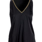 Chain Detail V Neck Charmeuse Blouse Black
