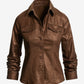 Coated Denim Ruched Sleeve Jacket Bronze