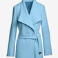 Chic Tie Waist Fully Lined Hip Length Coat Airy Blue