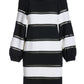Bold Stripe Off the Shoulder Sweater Dress Black/White