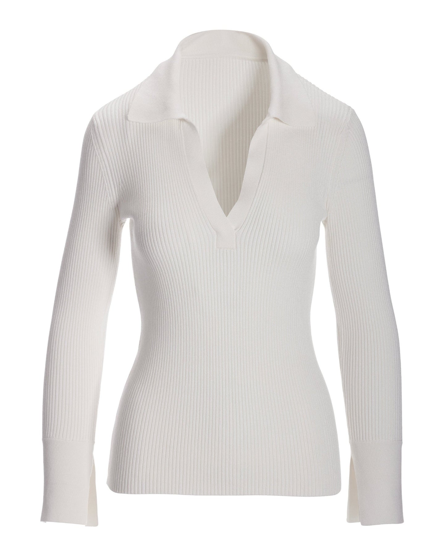 Ribbed Collar Sweater Off White