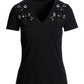 Rhinestone Eyelet V Neck Tee Proper Black