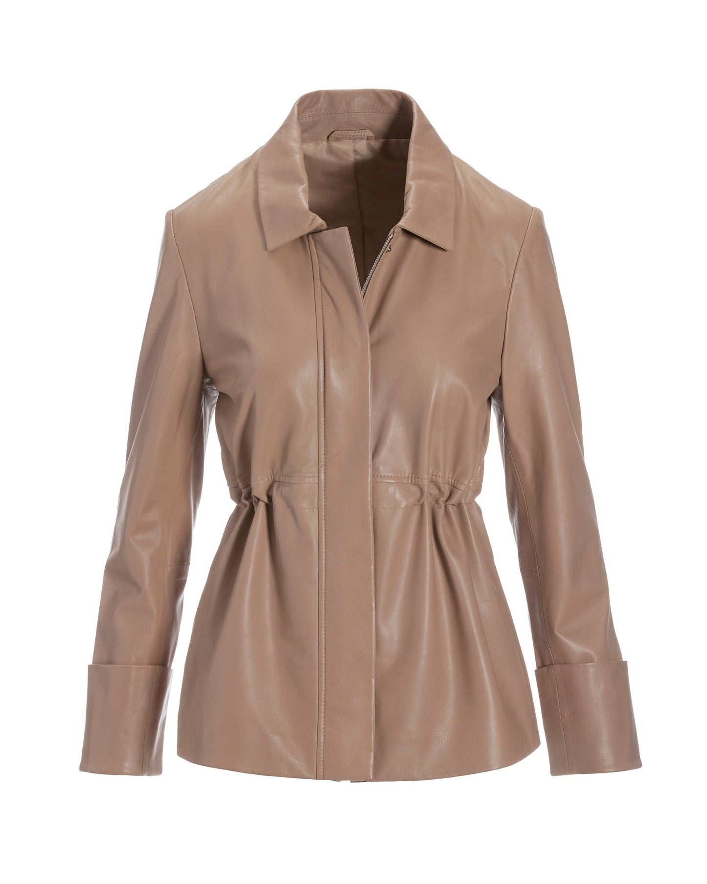 Chic Leather Shaped Utility Jacket Cornstalk