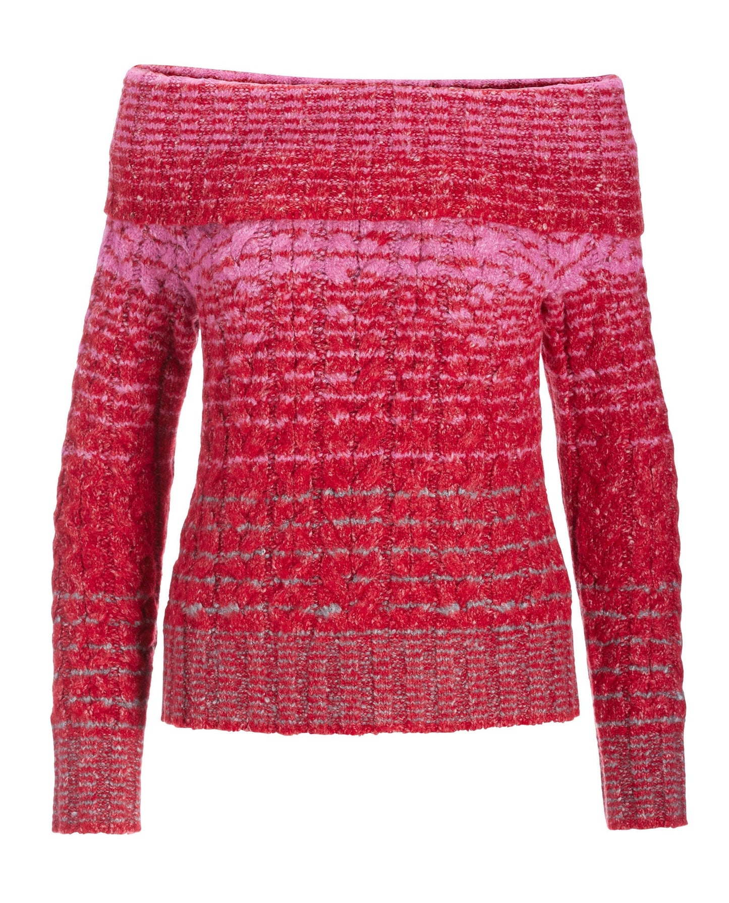 Fold Over Marled Sweater Red Multi
