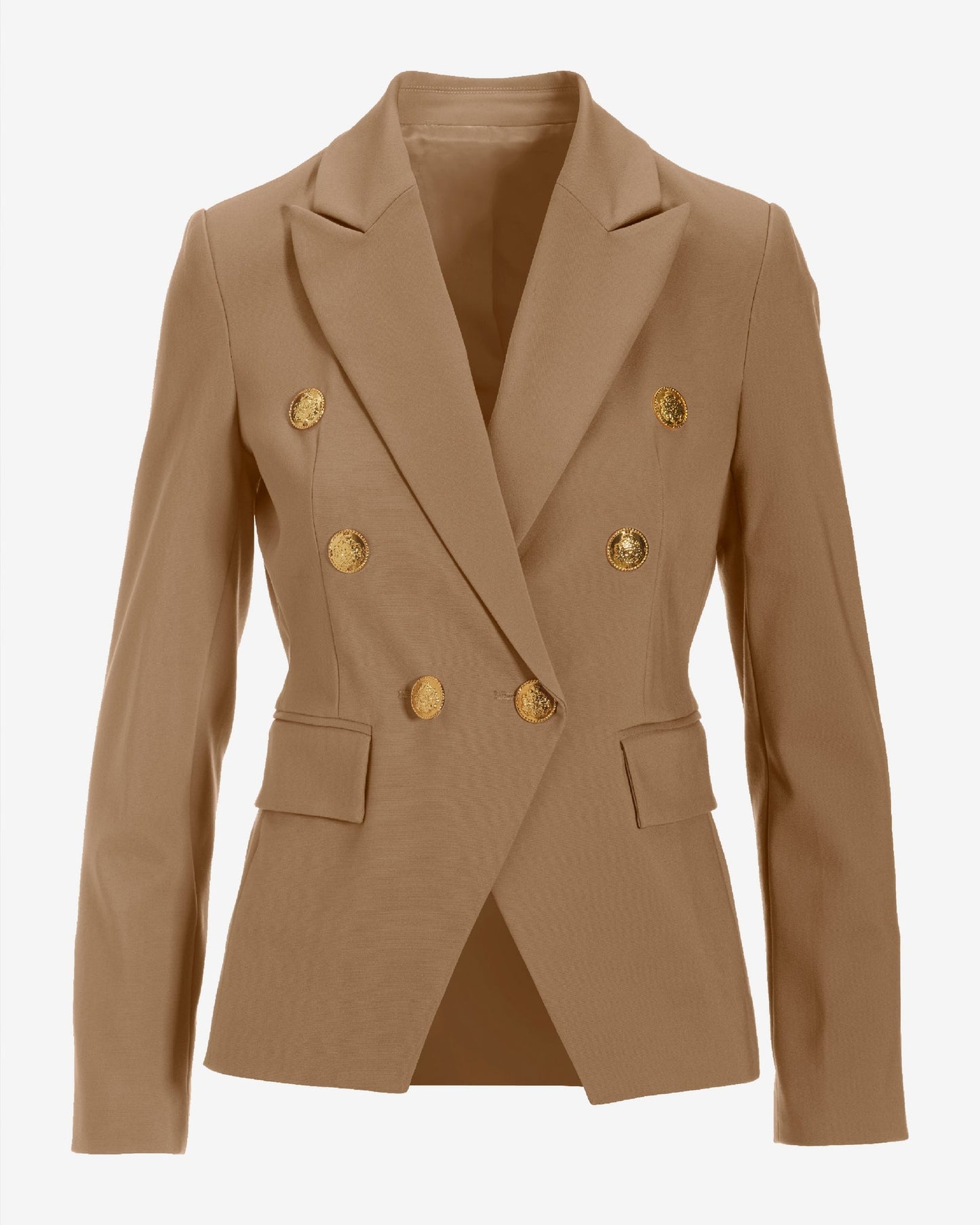 Modern Double-Breasted Blazer Camel