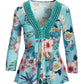 Barcelona Florals Embellished Knit Top Aqua