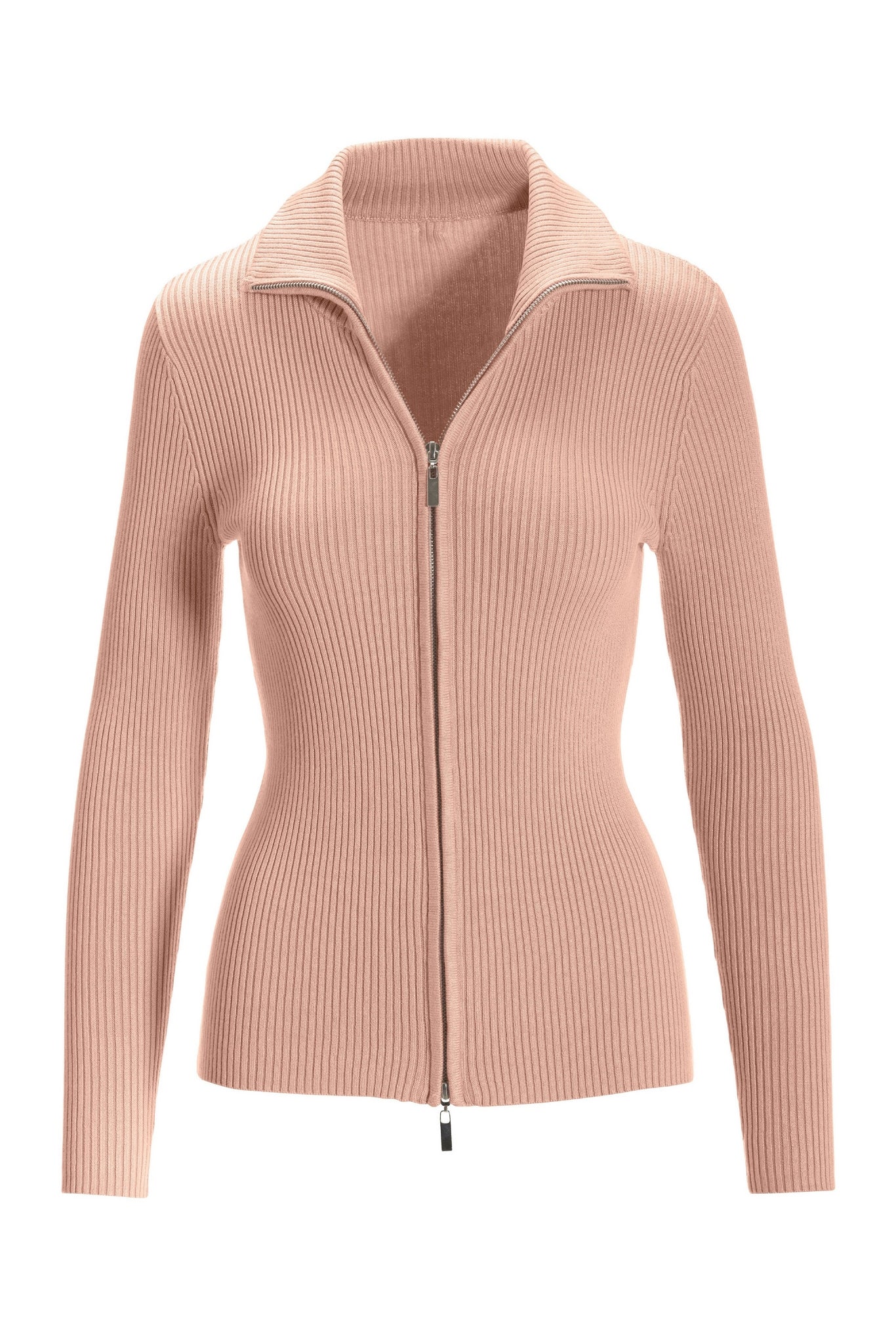 Ribbed Full Zip Cardigan Chintz Rose