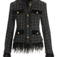Faux-Feather Tweed Parisian Jacket Black