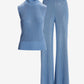 Mock Neck Rhinestone Lounge Set Clear Blue Sky